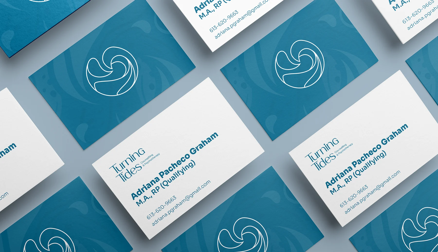 Turning Tides business card design with its psychotherapy visual identity