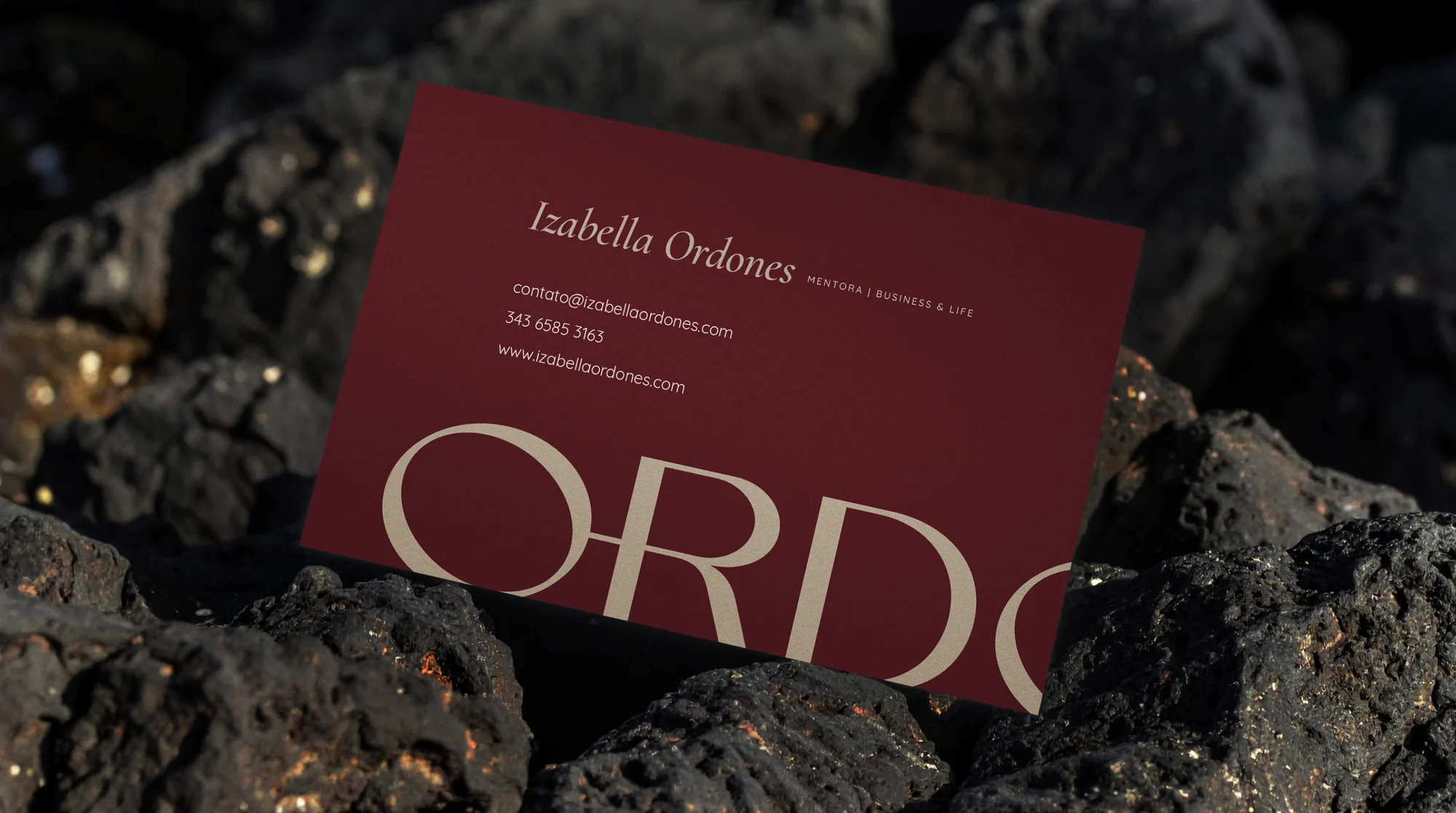 Izabella Ordones burgundy business card design